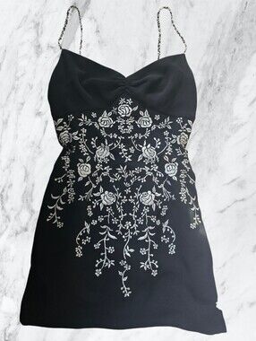 Vintage Maggy L Floral Embroidered Mini Dress